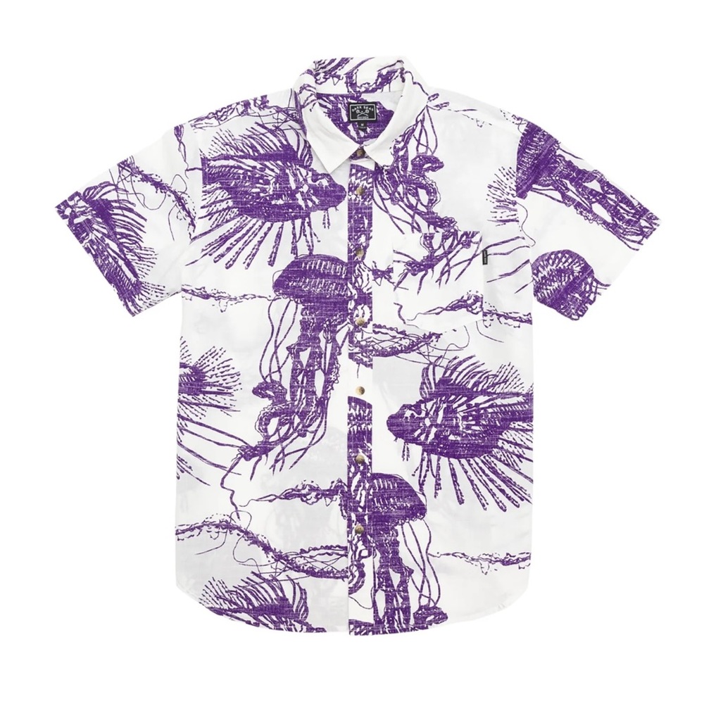 DARK SEAS Division All over Lionfish Jellyfish Shirt 100% Cotton Small EUC